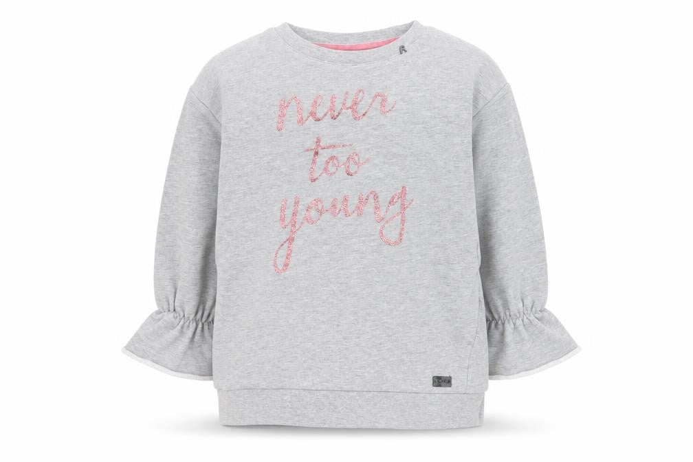 Replay Girls Grey Pullover Sweatshirt, Size 8Y, Graphic Print