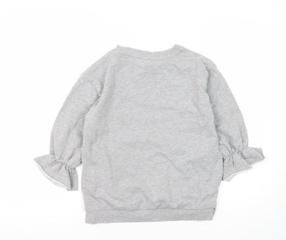 Back view of Replay girls’ grey pullover sweatshirt, size 8y, graphic print