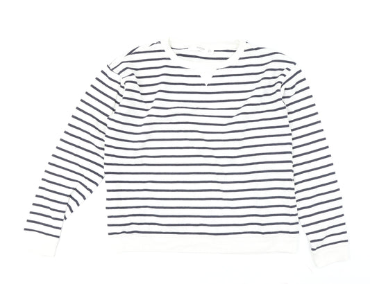 Mango Women's White Striped Pullover Sweatshirt XS