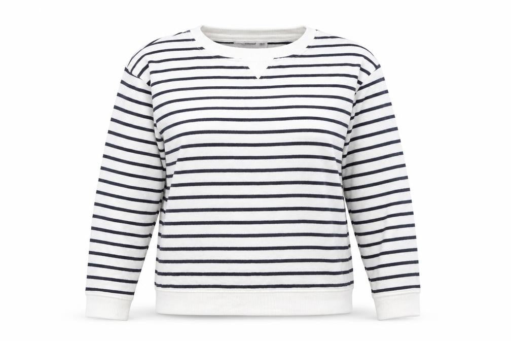 Mango Women's White Striped Pullover Sweatshirt XS