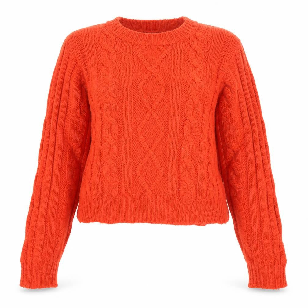 QED London Women's Orange Cable-Knit Pullover M