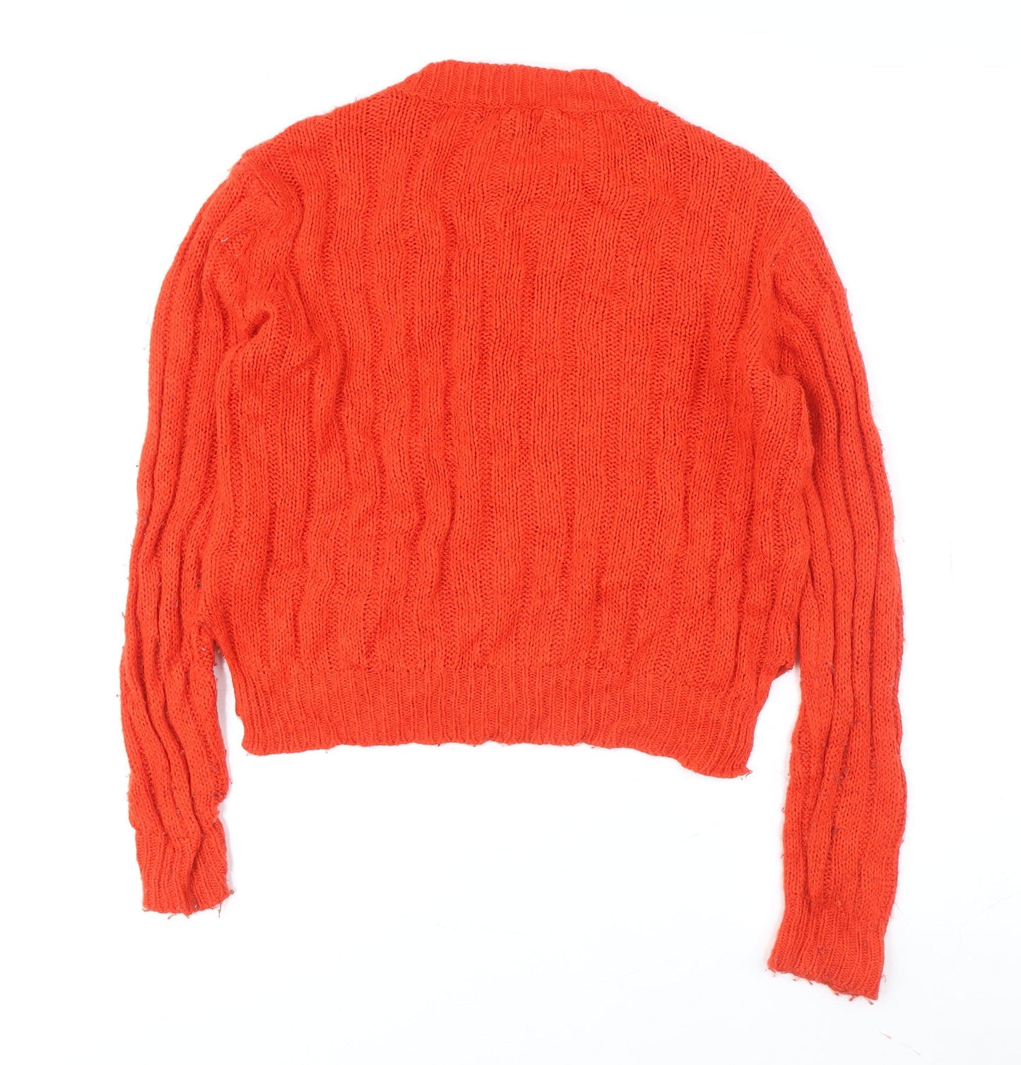 QED London Women's Orange Cable-Knit Pullover M