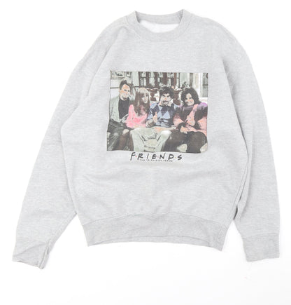 Preloved Friends Women's Grey Graphic Pullover Sweatshirt Size 12 - Front