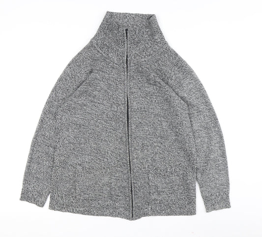 Damart Women's Grey Full Zip Jumper, Mock Neck, Size 14-16