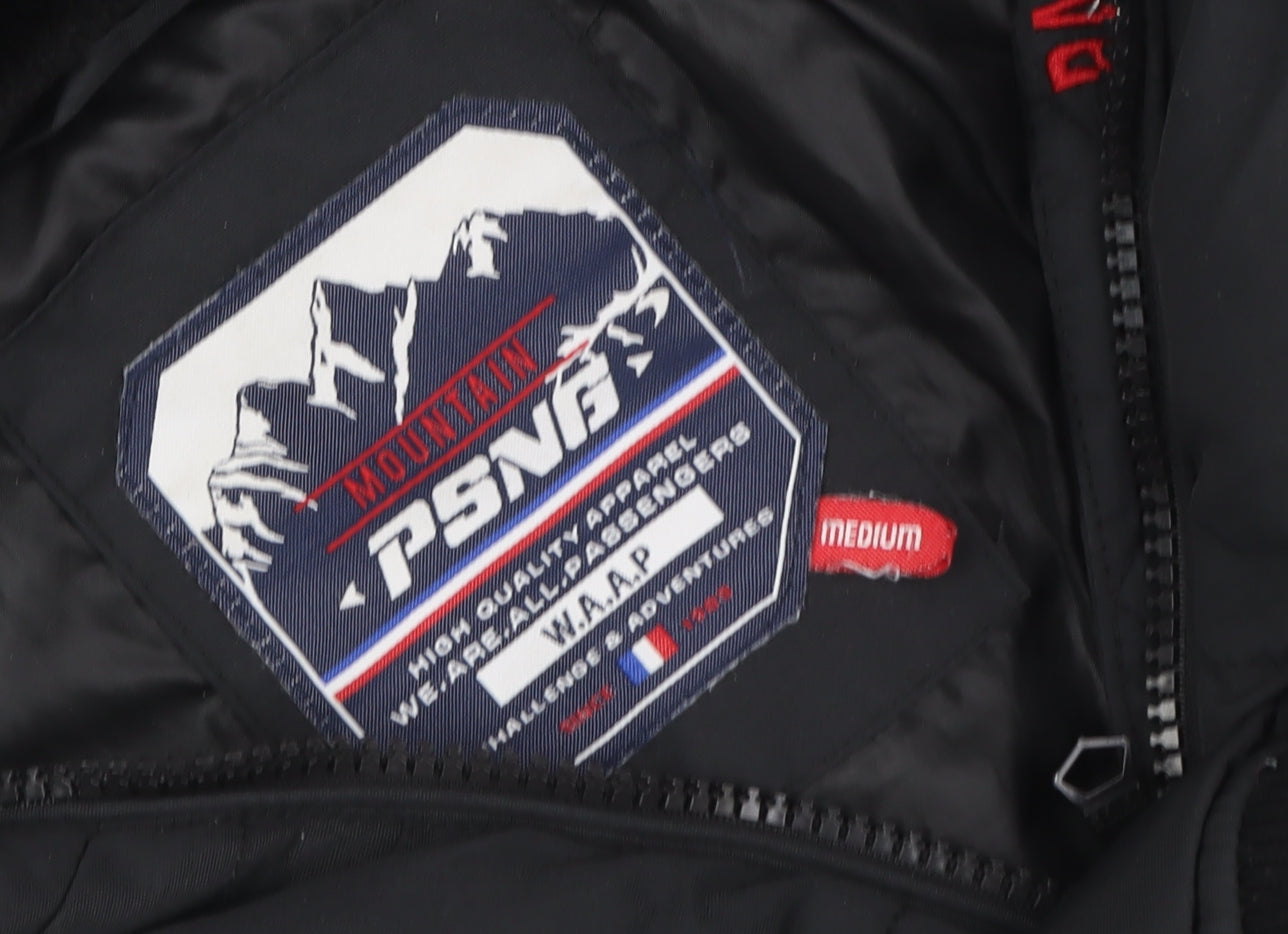 PSNF Men's Black Puffer Jacket Medium Hooded