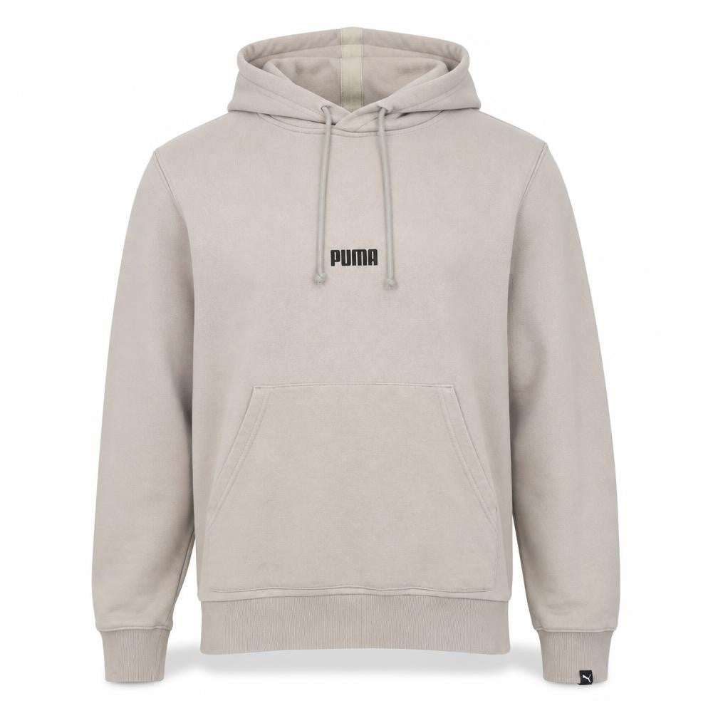 Puma Men's Beige Pullover Hoodie - S, Logo Accent