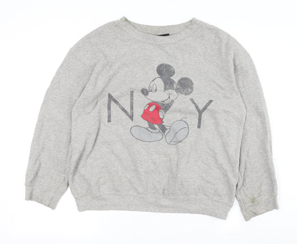 Preloved Disney Women's Grey Mickey Mouse Pullover Sweatshirt Size 6 - Front