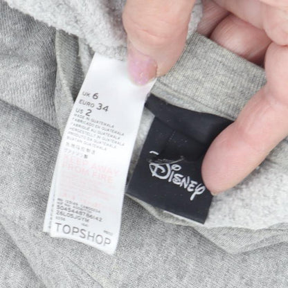 Preloved Disney Women's Grey Mickey Mouse Pullover Sweatshirt Size 6 - Detail