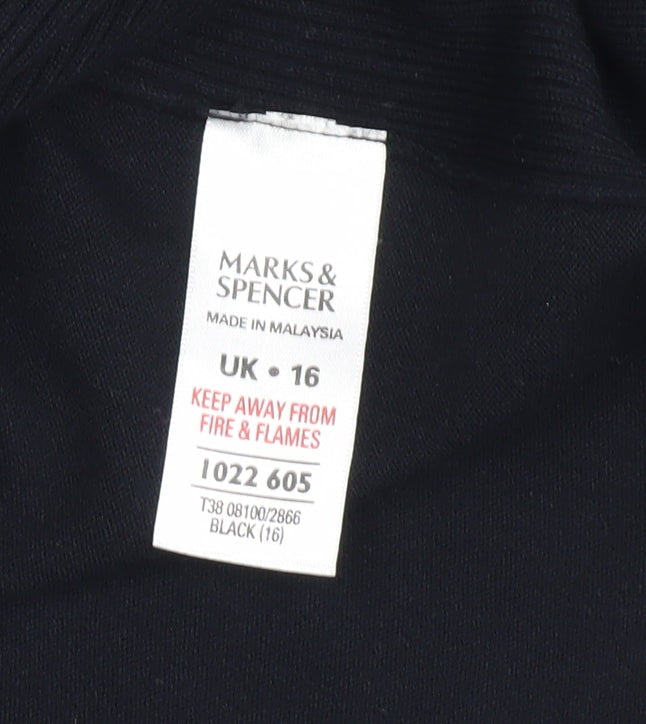 Marks & Spencer Black Viscose Women's Long Sleeve Blouse