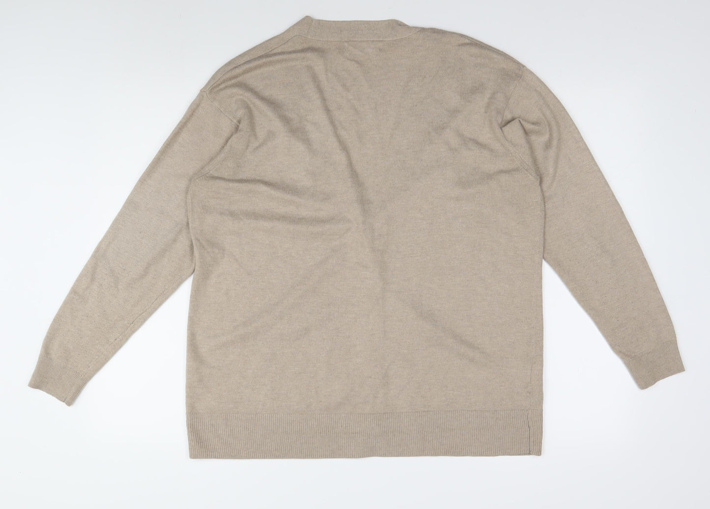 MNG Women's Beige V-Neck Cardigan M Lightweight Knit