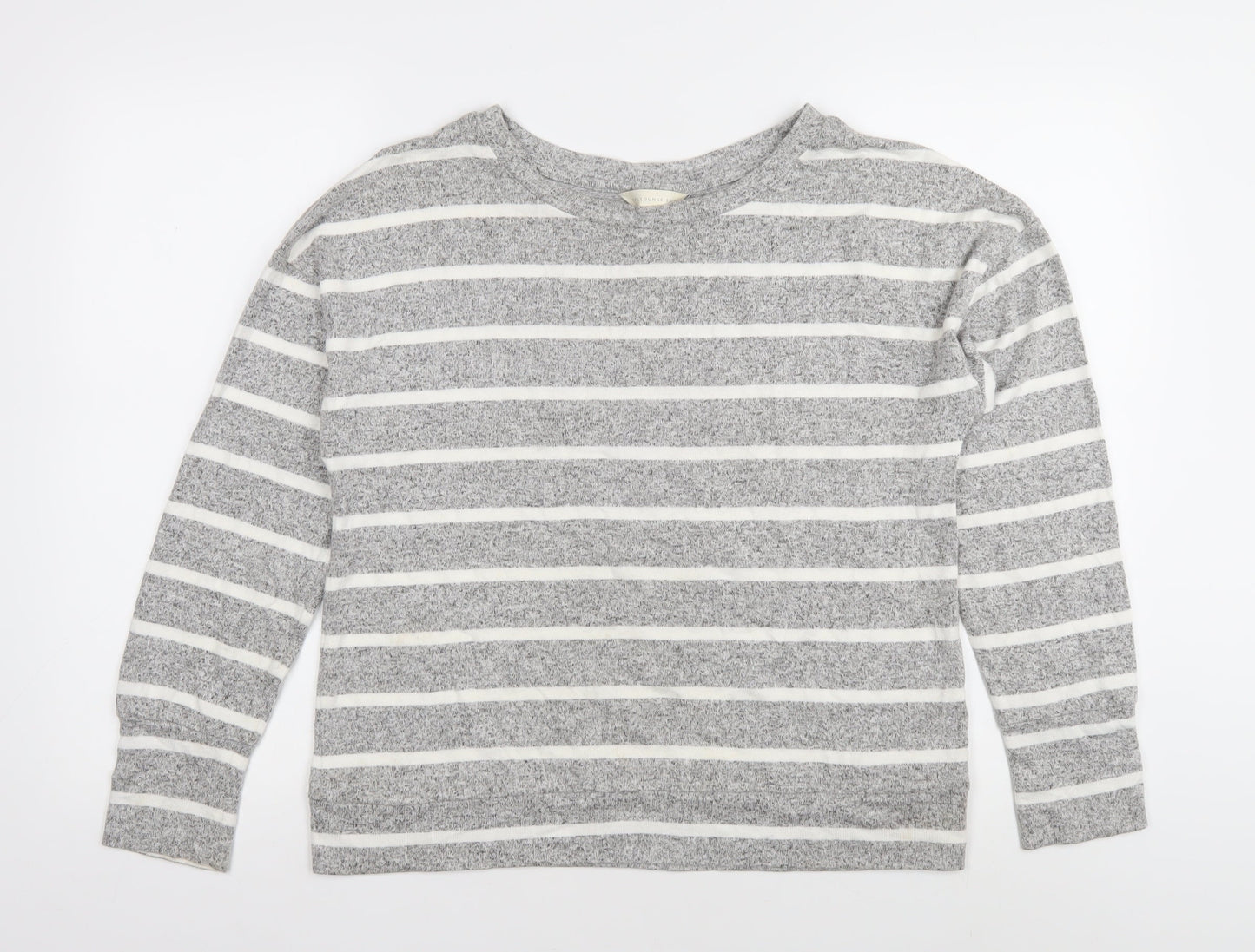 Marks and Spencer Women's Grey Striped Jersey Top Size 10