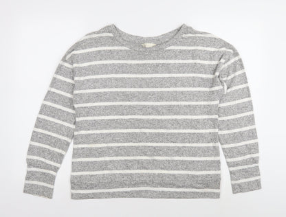 Marks & Spencer Women's Grey Striped Jersey Top Size 10