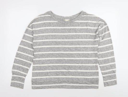 Marks and Spencer Women's Grey Striped Jersey Top Size 10