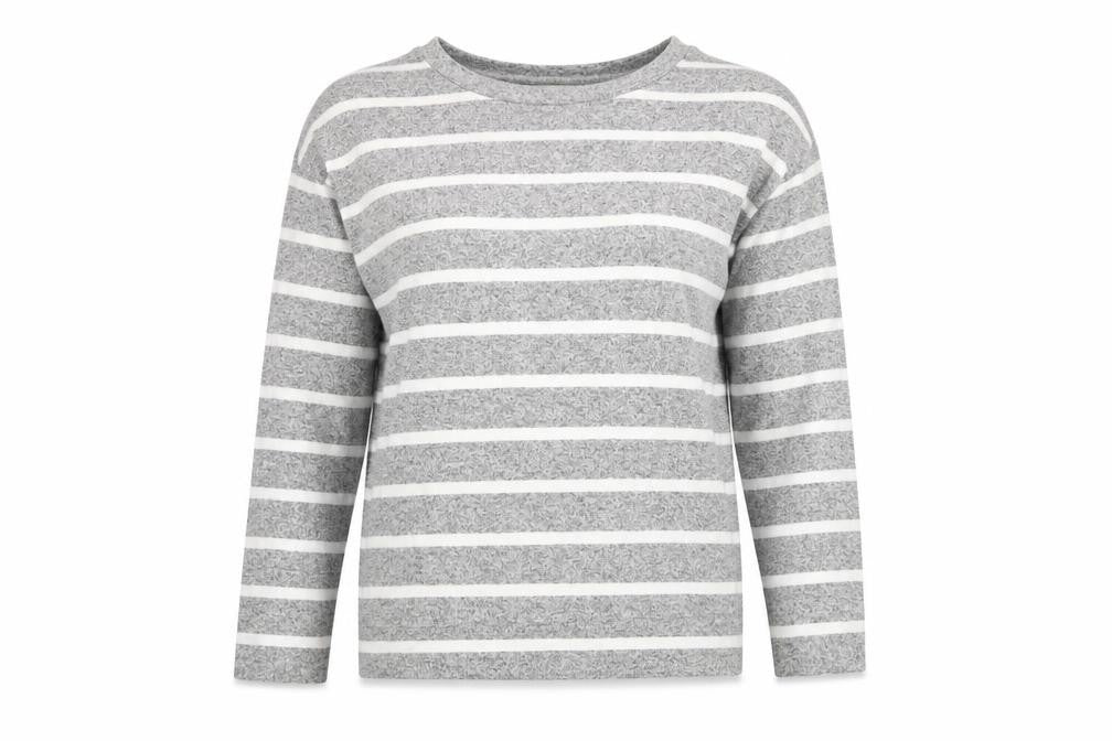 Marks & Spencer Women's Grey Striped Jersey Top Size 10