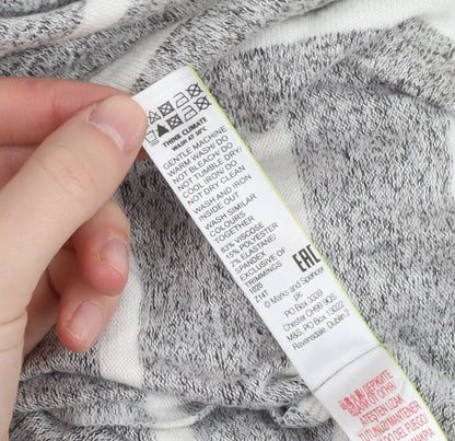 Marks & Spencer Women's Grey Striped Jersey Top Size 10