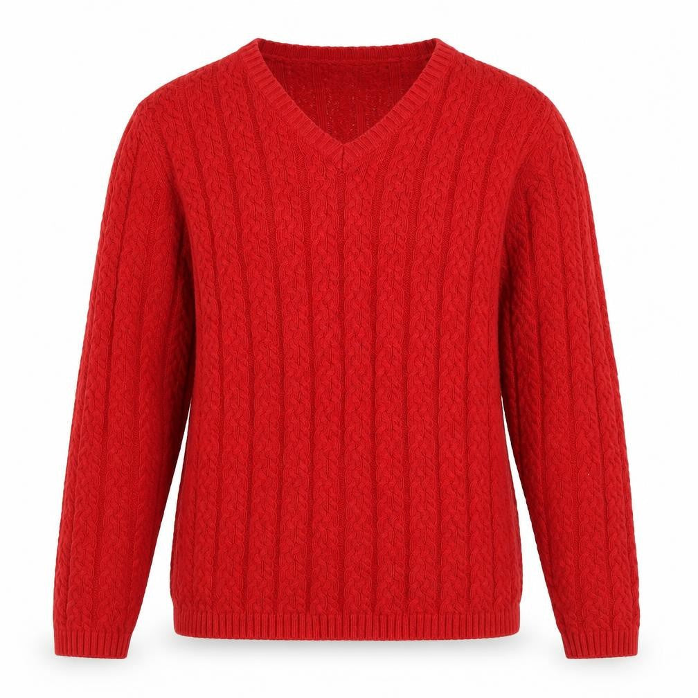 Northern Reflections Men's Red Cable-Knit Pullover Medium