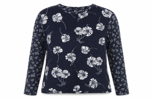 Marks and Spencer Women's Blue Floral Jersey Top
