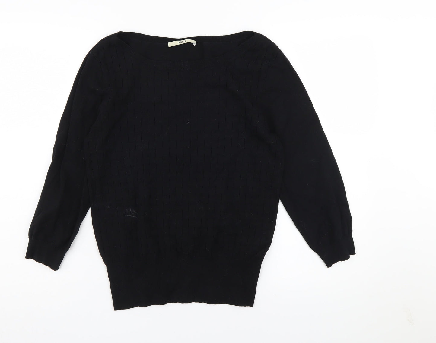 Oasis Women's Black Cotton Pullover Jumper L