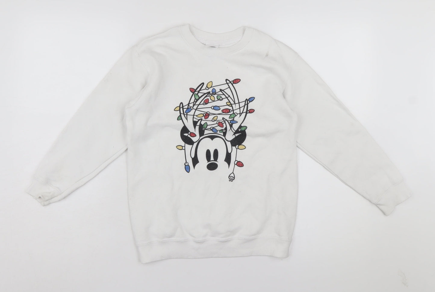 Disney Boys White Large Christmas Pullover Sweatshirt