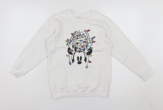 Disney Boys White Large Christmas Pullover Sweatshirt