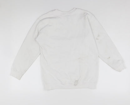 Back view of Disney boys’ white large christmas pullover sweatshirt