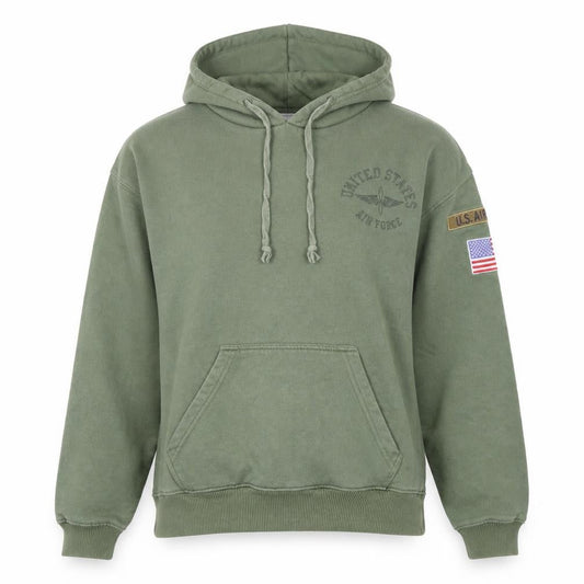 Front view of Topshop Green Air Force Hoodie, size 10, Casual Wear