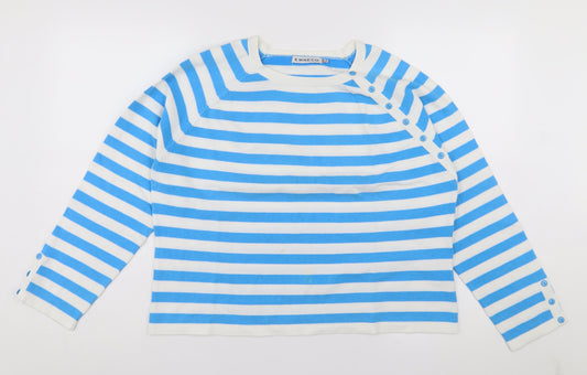 Emreco Women's Blue Striped Button-Up Jersey Top