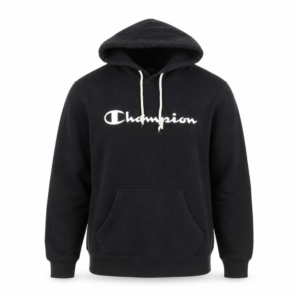 Champion Unisex Black Pullover Hoodie Medium Logo Detail