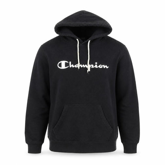 Champion Unisex Black Pullover Hoodie Medium Logo Detail