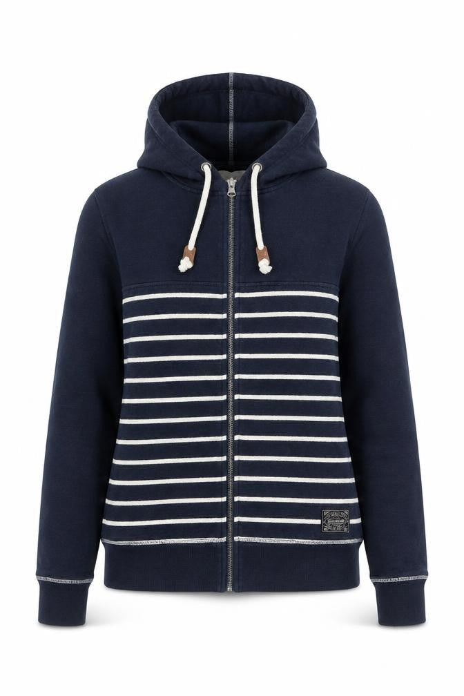 Brookhaven Unisex Blue Striped Hooded Jacket, L