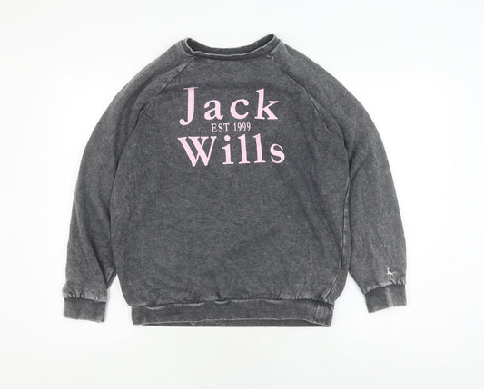 Jack Wills Girls Black Pullover Sweatshirt 12-13Y Logo