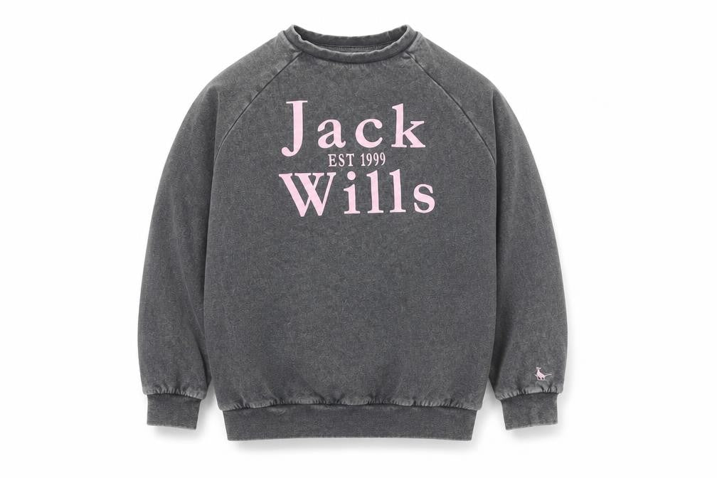 Jack Wills Girls Black Pullover Sweatshirt 12-13Y Logo