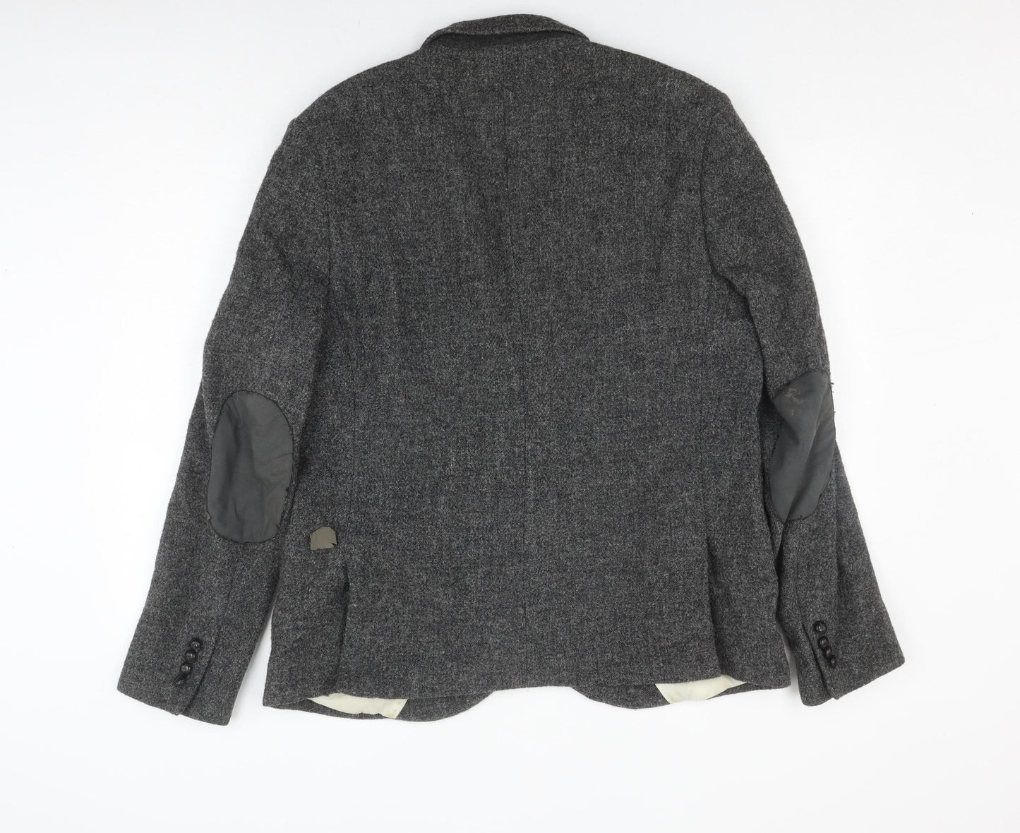 Topman Men's Grey Wool Blazer, Size 46, Regular Fit