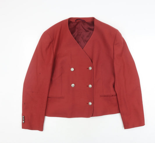 Austin Reed Women's Red Wool Double-Breasted Blazer Size 14