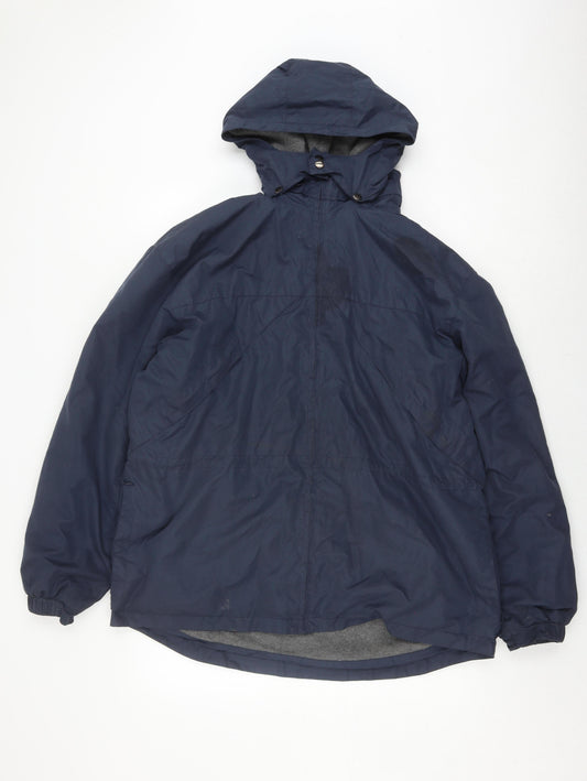 Cotton Traders Men's Blue Hooded Rain Coat Jacket L