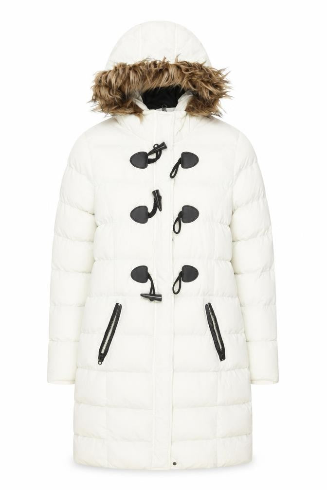 Brave Soul Women's Ivory Puffer Toggle Coat XS