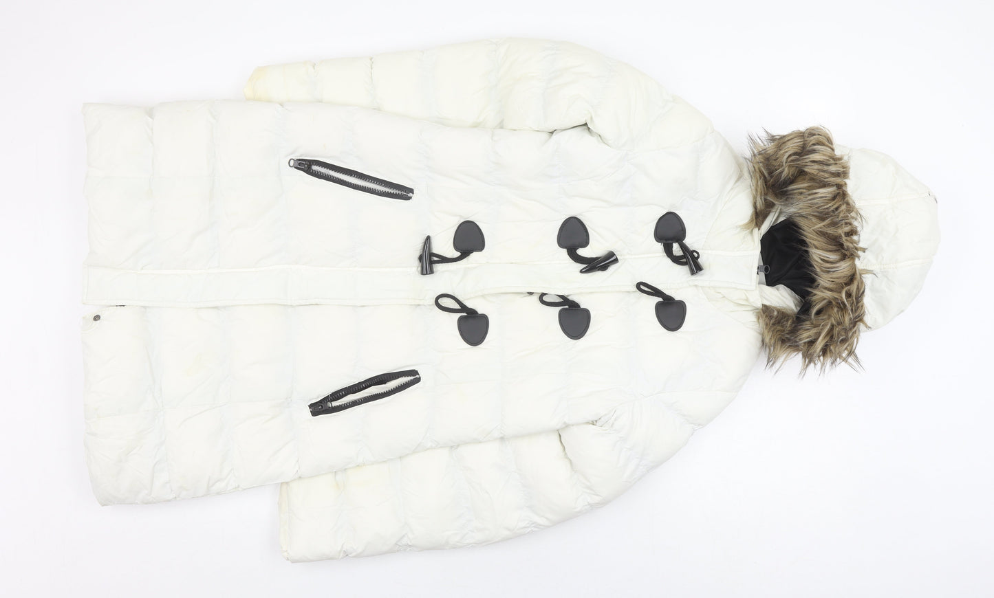 Brave Soul Women's Ivory Puffer Toggle Coat XS