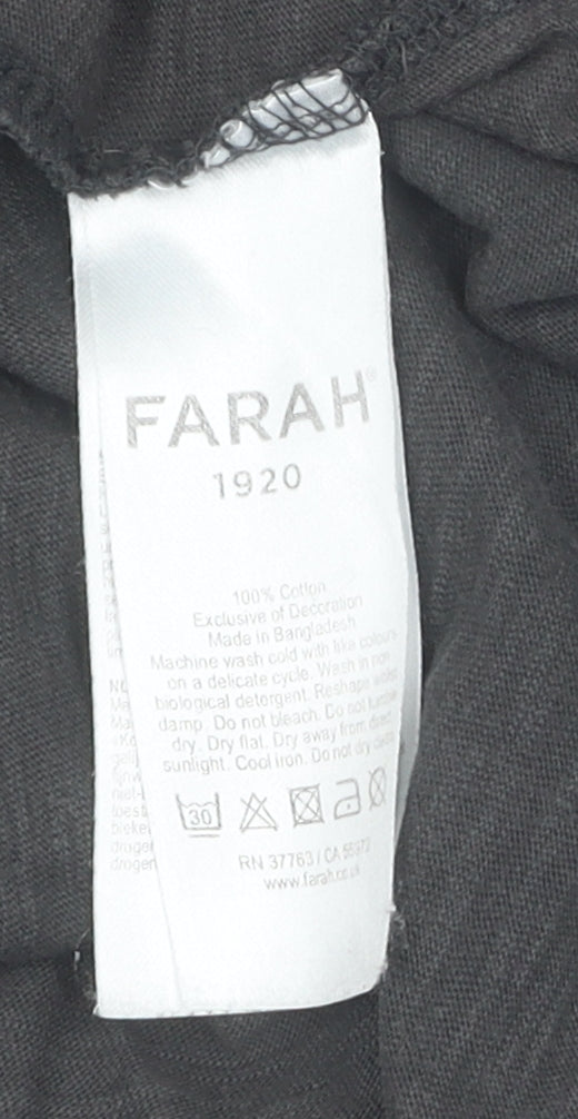 Farah Men's Black Cotton T-Shirt, Size L, Classic Fit