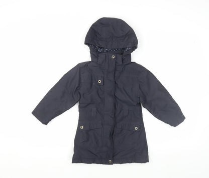 Additional front view of Peter Storm girls’ blue parka coat 3-4 years