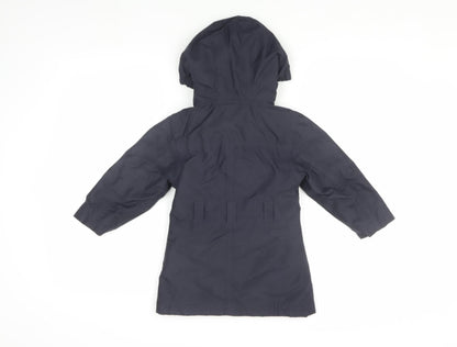 Back view of Peter Storm girls’ blue parka coat 3-4 years