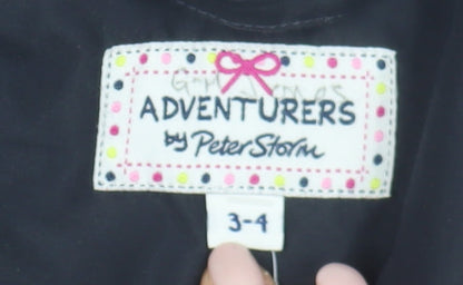 Close-up detail of Peter Storm girls’ blue parka coat 3-4 years