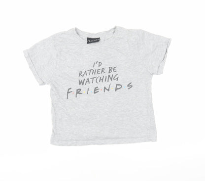 Additional front view of Friends girls’ grey graphic t-shirt s regular fit casual