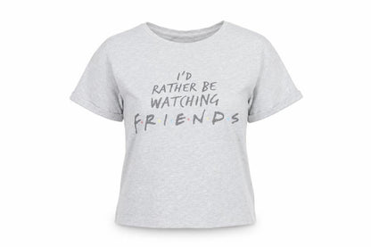 Front view of Friends girls’ grey graphic t-shirt s regular fit casual