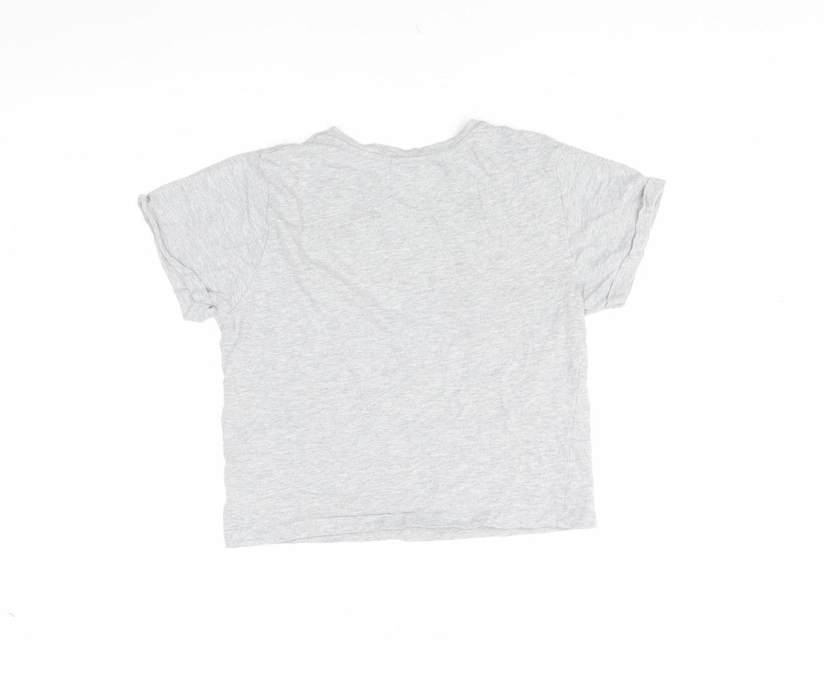 Back view of Friends girls’ grey graphic t-shirt s regular fit casual