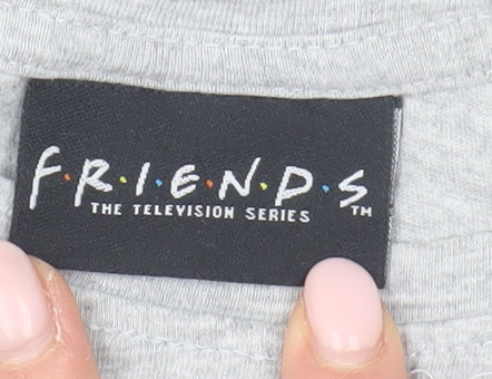 Close-up detail of Friends girls’ grey graphic t-shirt s regular fit casual