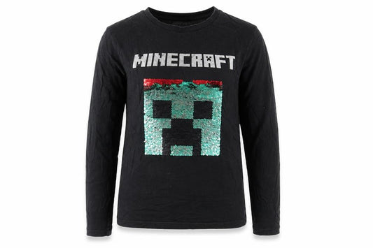 Minecraft Kids Black Sequin Long Sleeve T-Shirt 10-11 Years