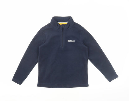 Additional front view of Regatta boys’ blue 1/4 zip fleece sweatshirt, size 7-8