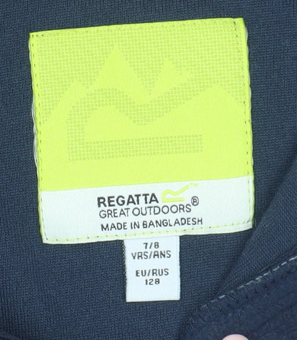 Close-up detail of Regatta boys’ blue 1/4 zip fleece sweatshirt, size 7-8