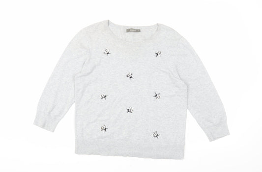 Oasis Women’s Ivory Embroidered Pullover, Medium