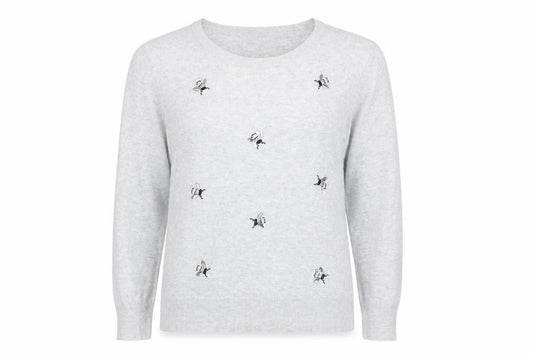 Oasis Women’s Ivory Embroidered Pullover, Medium